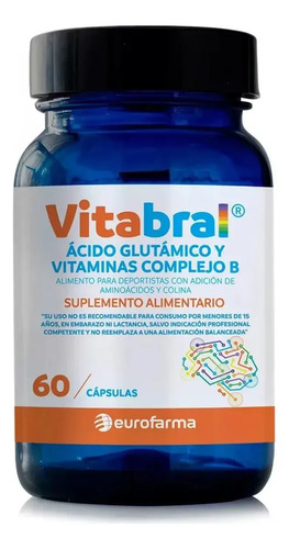 Vitabral Eurofarma Cápsulas Vitaminas Complejo B Ácido Glutámico 30 Unidades Sin Sabor